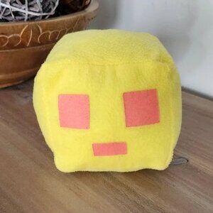 Minecraft Yellow Plush Toy – 5"x5" – Pre-Owned – Pink Accents - Very Clean